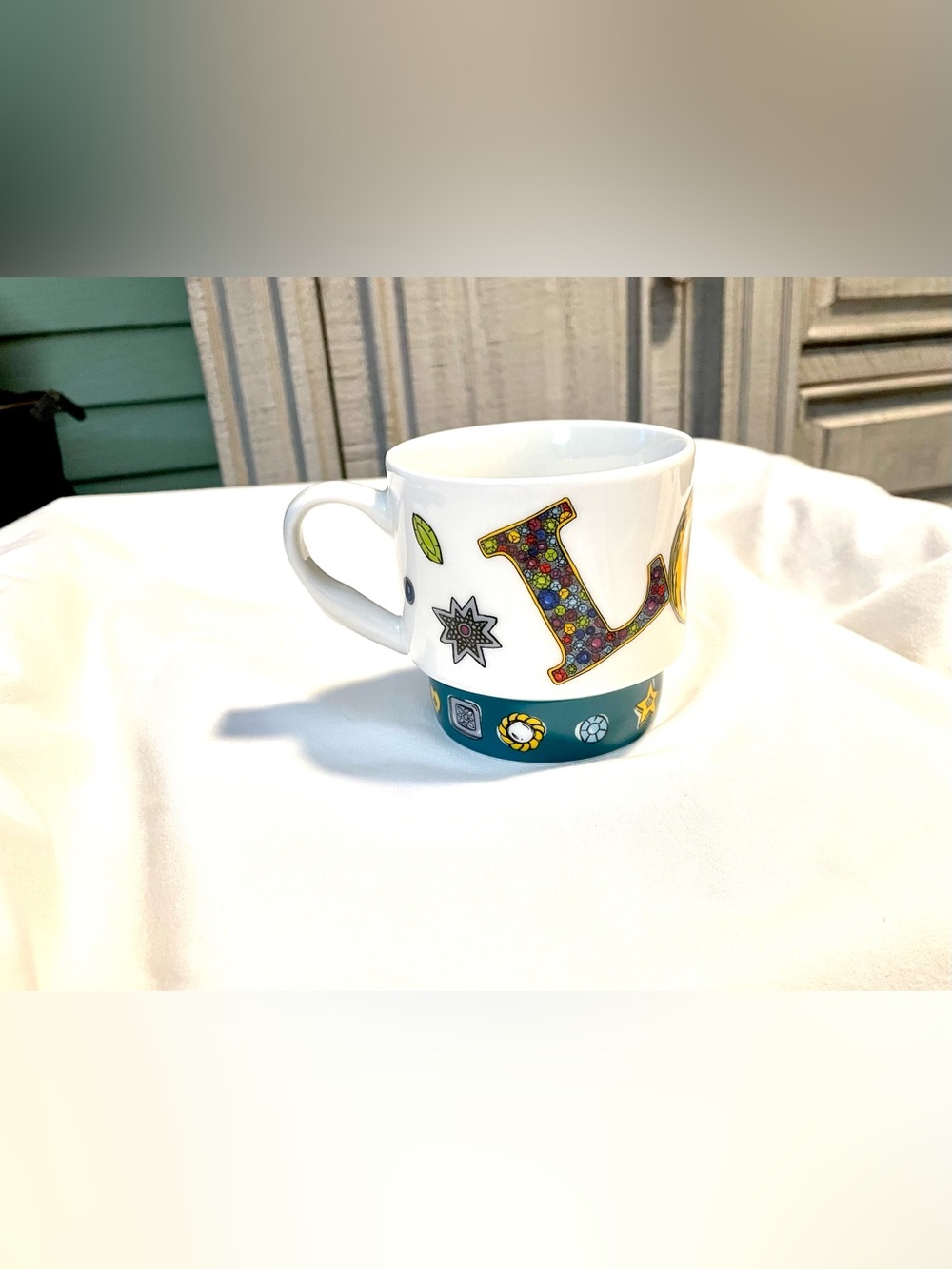 Brighton Love And Hearts Coffee/Tea Mug/Cup - Jeweled Pattern - “LOVE”  Mug